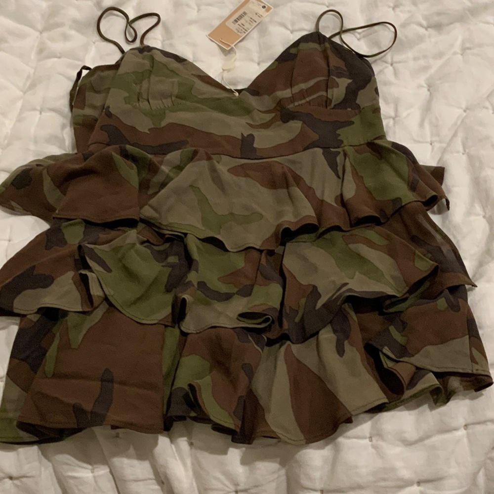 Michael Kors Camouflage Ruffle Camisole
